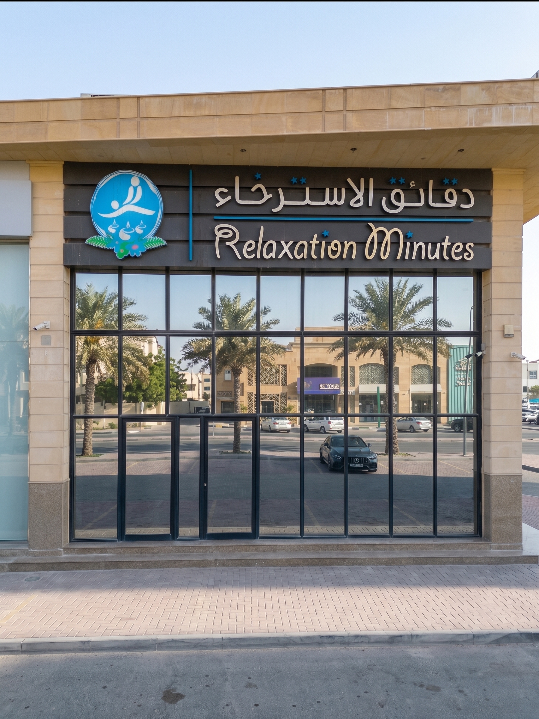 واجهة محل دقائق الاسترخاء الخارجية ولافتة المحل في الخبر